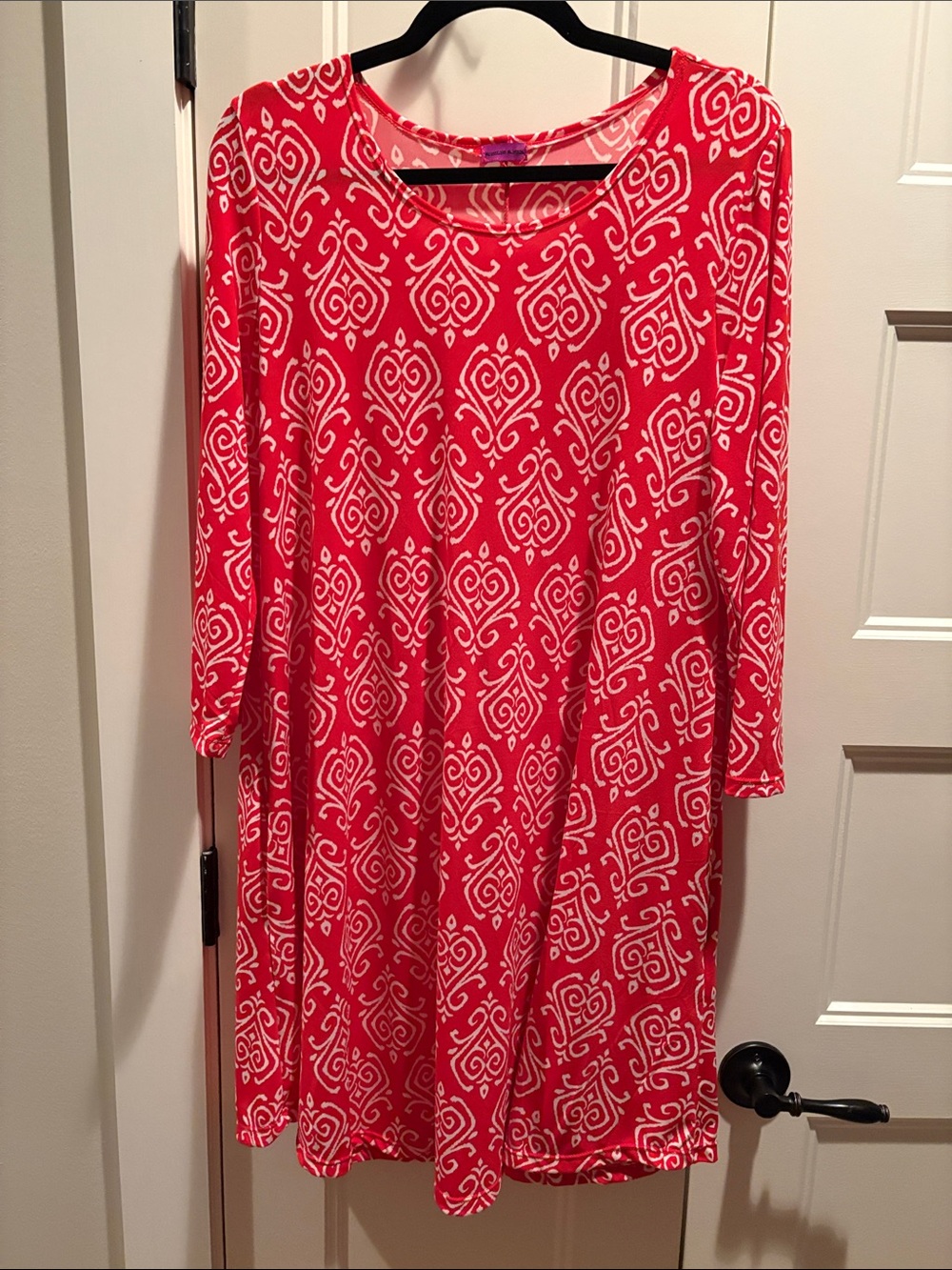 Red Printed Swing Dress - Women